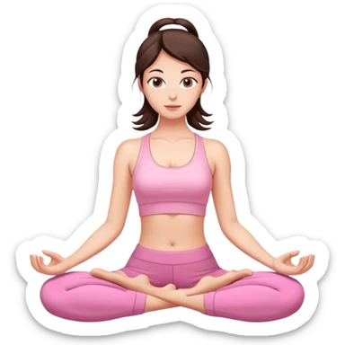 brunette yoga girl light pink clothes n sticker