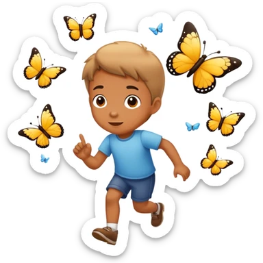 child chasing butterflies sticker
