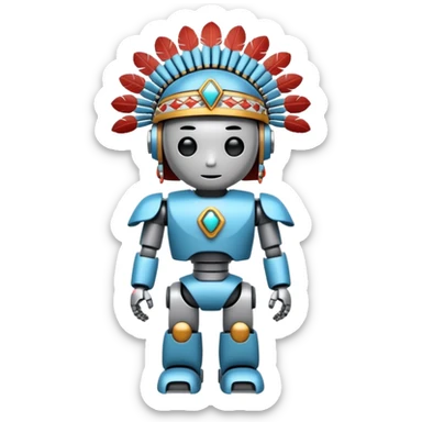 Full Robotic figure wearing native American regalia sticker