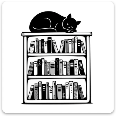 Cozy bookshelf filled with books of different sizes and colors sticker