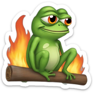 pepe the frog with a fire stick sticker