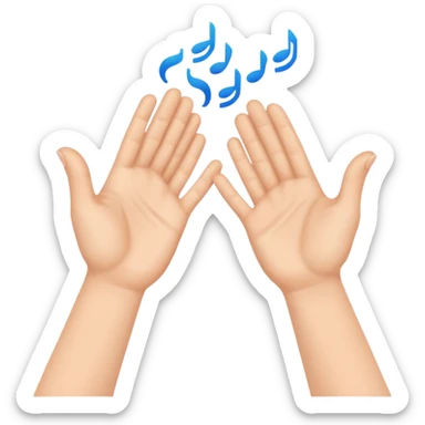 Side view of two human hands clapping together, realistic lighting, high detail sticker