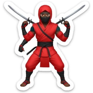 black skin ninja red clothes no weapon full body sticker
