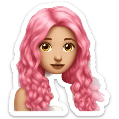 big wings, rose, pink, Beautiful, fairy, red, long hair sticker