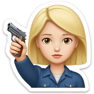 Girl holding a gun hand to head not real gun but made with a hand sticker