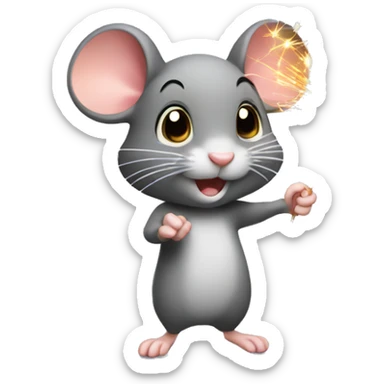 Mouse with sparkler in hands sticker