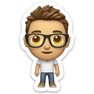 designer with 3d model sticker