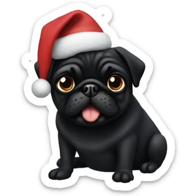 Black Christmas pug  sticker