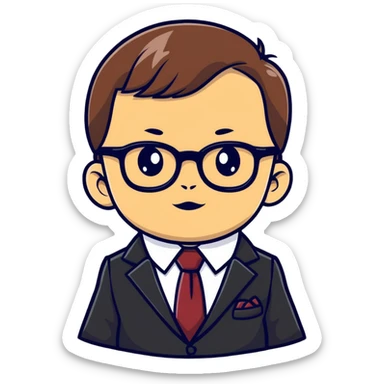 boss baby character, cartoonish sticker style sticker