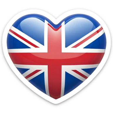 Glossy uk flag heart sticker