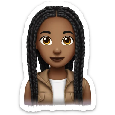 cute brown skin girl with black box braids sticker