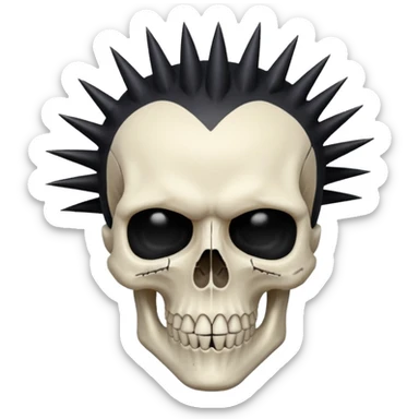 long spikey hair on a sharp looking skull sticker