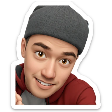 smiling boy in beanie indoors sticker