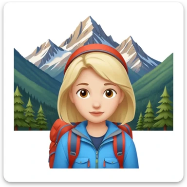 girl back packing mountains background  sticker