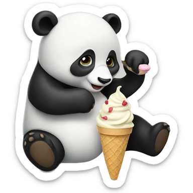 Panda eating ice cream sticker