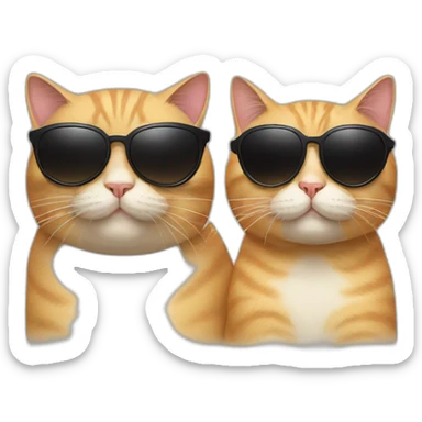 Cat with sunglasses and a fat cat cousin  sticker