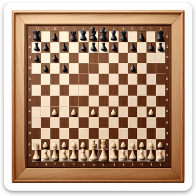 traditional chess board with a wooden border surrounding the 8x8 grid of alternating black and white squares, no chess pieces, top-down view sticker
