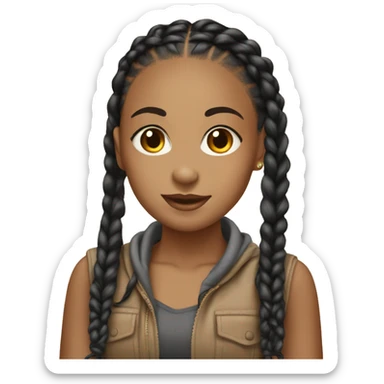 Lightskin girl with box braids  sticker