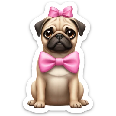 Pug with pink bow sticker
