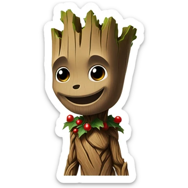 Groot with santa hat sticker