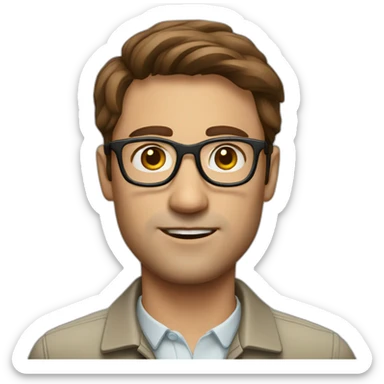 guy with glasses, brown-haired ecologist, thick eyebrows sticker