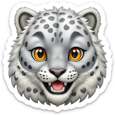 Snow leopard with teeth  sticker