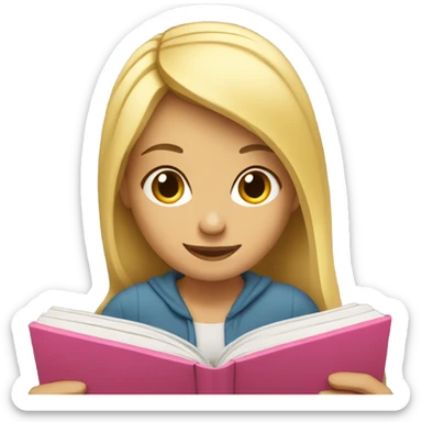 Blonde girl reading book sticker