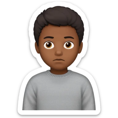 black boy with medium 4b hair serious face expression and dark brown eyes and sweater  sticker