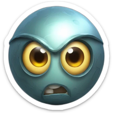 3d sphere with a cartoon Vindicator skin texture with big stupid eyes sticker