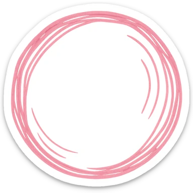 hand-drawn pink circle with sketchy lines sticker