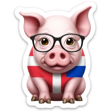 Pig with glasses and Serbian flag sticker
