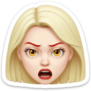 A women making a mad face sticker