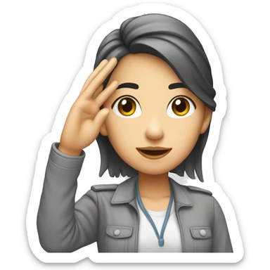 line art girl saluting sticker