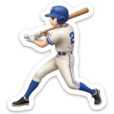 A baseball bat in mid-swing, with a ball flying towards the batter. The scene captures the motion and energy of the sport, with a blurred background of the diamond, batters’ box, and stands, emphasizing the precision and excitement of the game. sticker