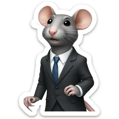Rat with human leg in a suit sticker