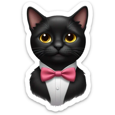 black cat wearing bow tie sticker