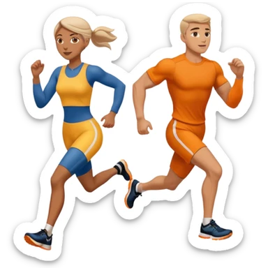 running iranians, full length, profile, man and woman sticker