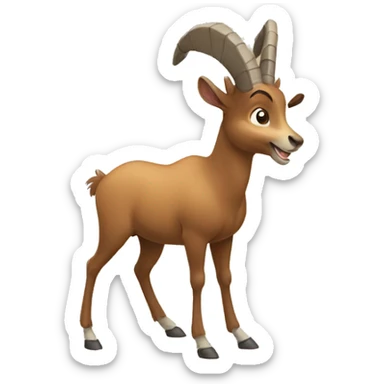 happy smiling brown chamois pointing to the left with his hoof sticker