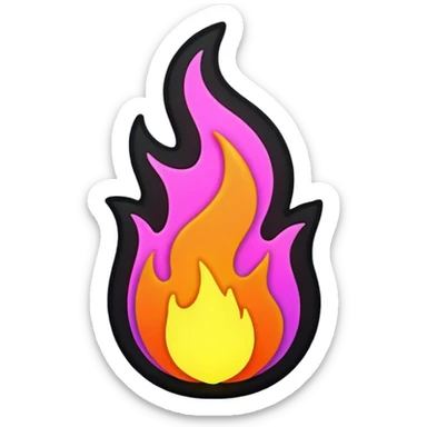 A neon colored flame with a black base and neon colors on that black base, specifically on the outline sticker