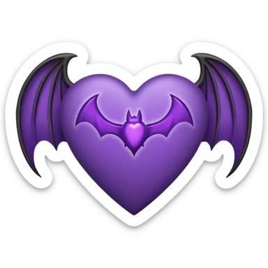 Dark purple heart with bat wings sticker