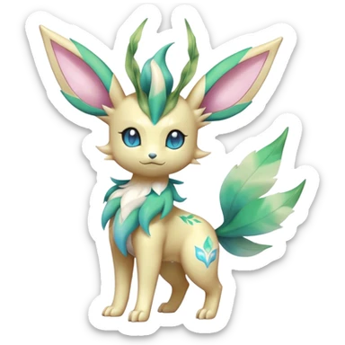 Shiny Cool Sparkly Cute Ethereal Leafeon-Sylveon-Vaporeon-Fakemon-hybrid-fusion- full body sticker