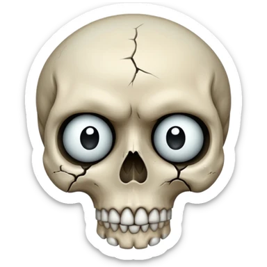 skull emoji with a single large tear, sad face sticker