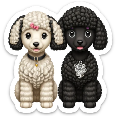 Dos caniches,uno blanco y el otro negro,QUE SEA RAZA CANICHE  sticker