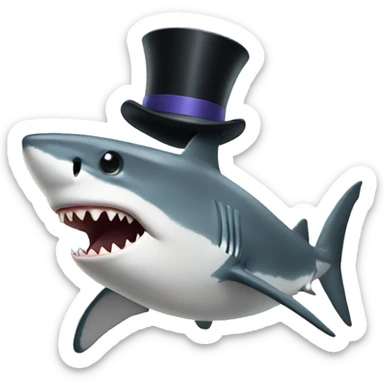 Shark with a top hat sticker