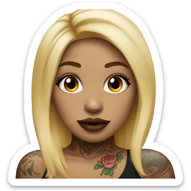 tattooed girl with blonde hair and big lips sticker