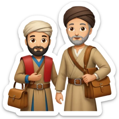 herodotus speaking with a Persian man, who is carrying the mail sticker