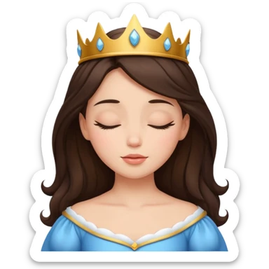 a brunette hair beautiful princess closing her eyes calmly sticker