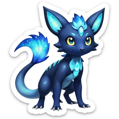 Colorful Iridescent Exotic Nebulae Salandit-Meowstic-Umbreon-Fakémon-hybrid-creature (full body)  sticker