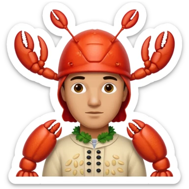 man with a lobster risotto on their head sticker