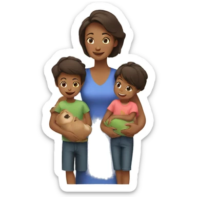 Mother with children  sticker